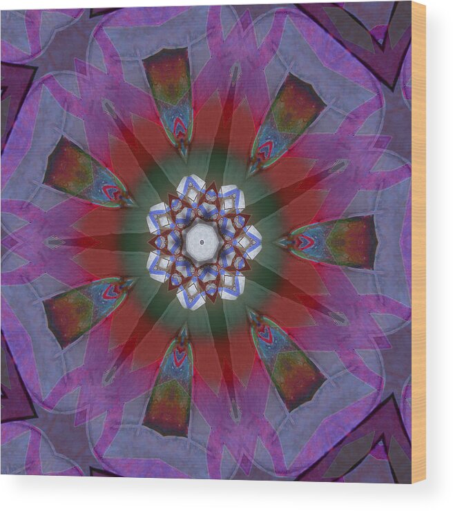 Mandala Wood Print featuring the digital art Holiday Harmony #7 by Dave Turner