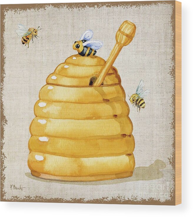 Watercolor Wood Print featuring the painting Honey Pot IV by Paul Brent