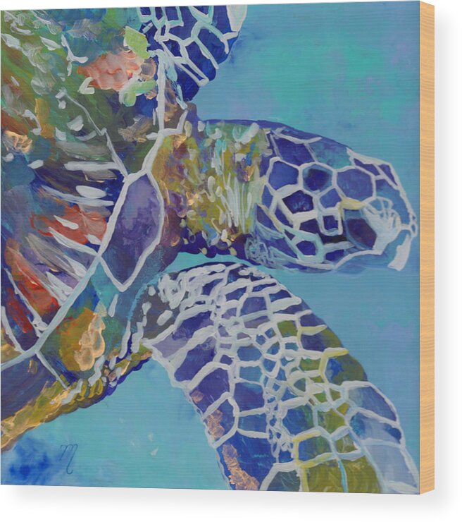 Honu Wood Print featuring the painting Honu by Marionette Taboniar