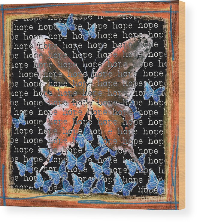 Butterfly Wood Print featuring the digital art Hope Butterfly in black by Liana Yarckin