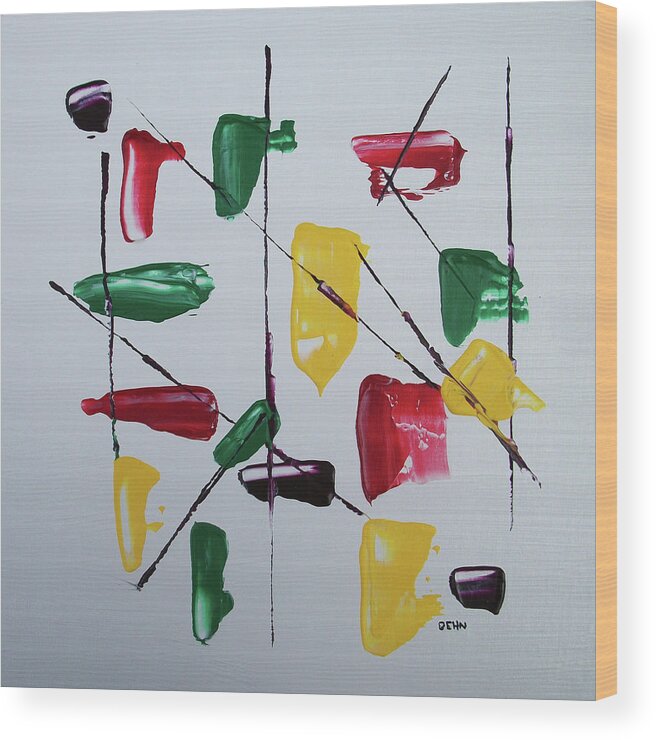 Abstract Wood Print featuring the painting Hot Chili Peppers Abstract by David Dehner by David Dehner