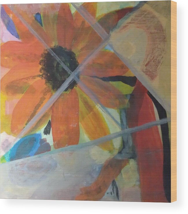 Sunflower Wood Print featuring the painting Hot House Bloom by Suzanne Berthier