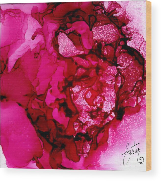 Hot Pink Peony Wood Print featuring the painting Hot Pink Peony by Daniela Easter