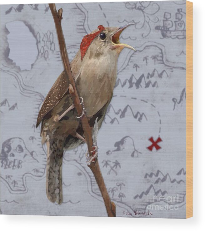 Housewren Wood Print featuring the painting House Wren by Robin Wiesneth