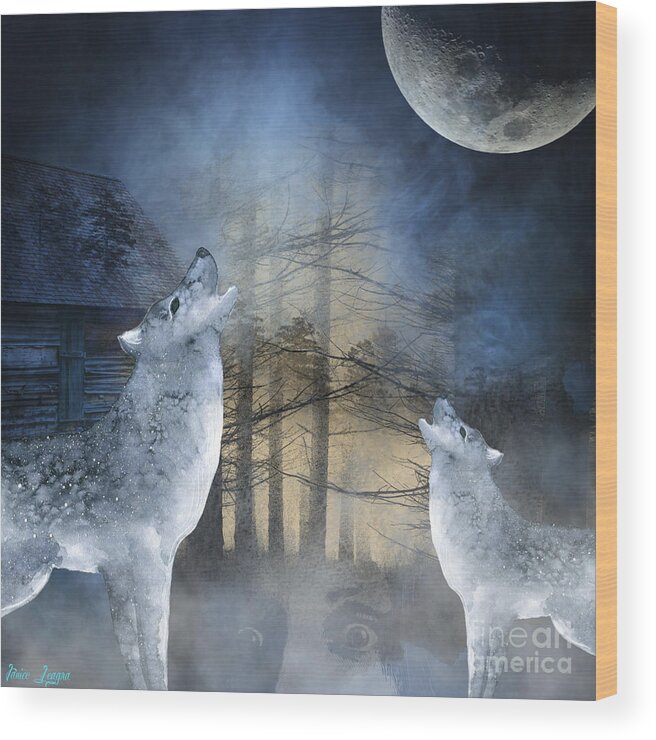 Wolf Wood Print featuring the digital art Howl by Janice Leagra