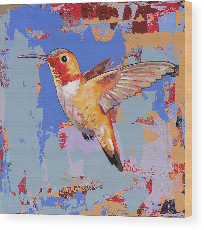 Hummingbird Wood Print featuring the painting Hummingbird #39 by David Palmer