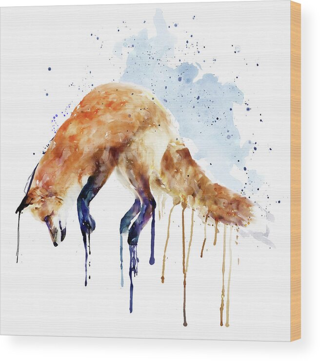 Hunting Wood Print featuring the painting Hunting Fox by Marian Voicu