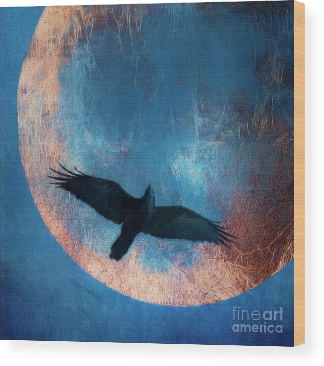 Raven Wood Print featuring the photograph I travel alone by Priska Wettstein