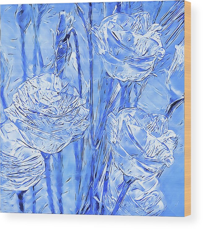 Lisianthus Wood Print featuring the digital art Ice Lisianthus by Alex Mir