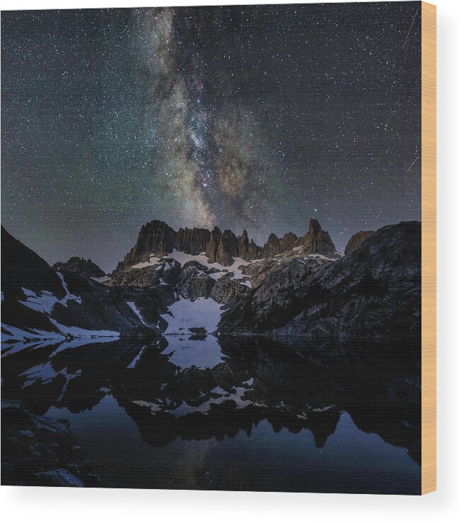 Landscape Wood Print featuring the photograph Iceberg Lake Night Sky by Romeo Victor