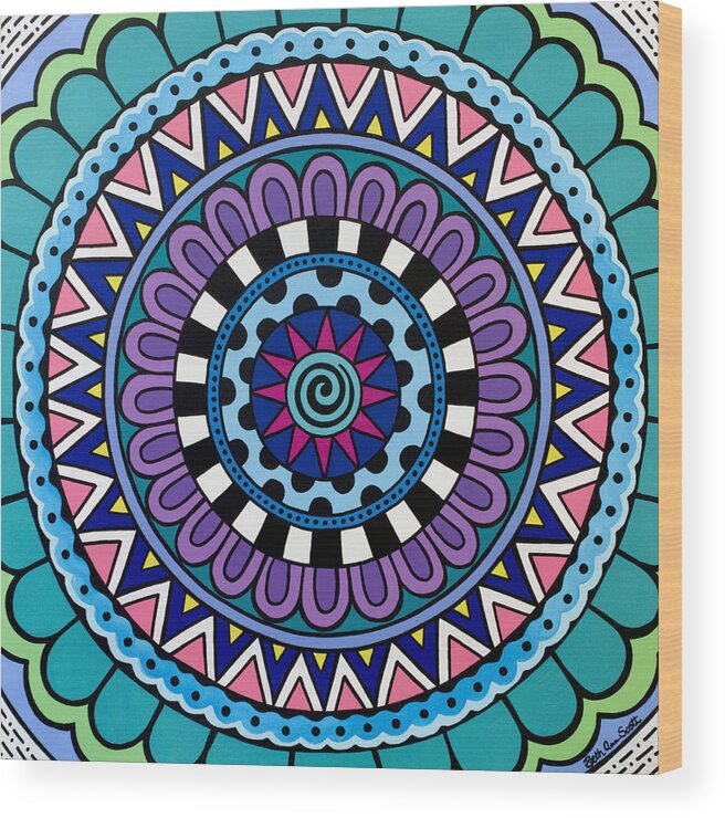 Mandala Wood Print featuring the painting In A Dream by Beth Ann Scott