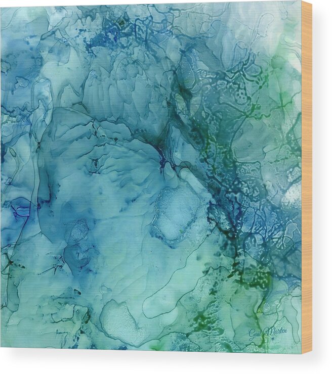 Blue Wood Print featuring the painting Indigo Square 2 by Gail Marten