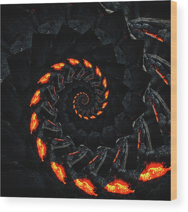 Endless Wood Print featuring the digital art Infinity Tunnel Spiral Lava 2 by Pelo Blanco Photo