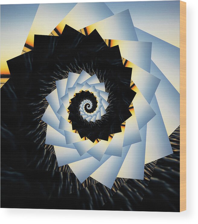 Grid Wood Print featuring the digital art Infinity Tunnel Spiral Ocean Shores Sunset by Pelo Blanco Photo