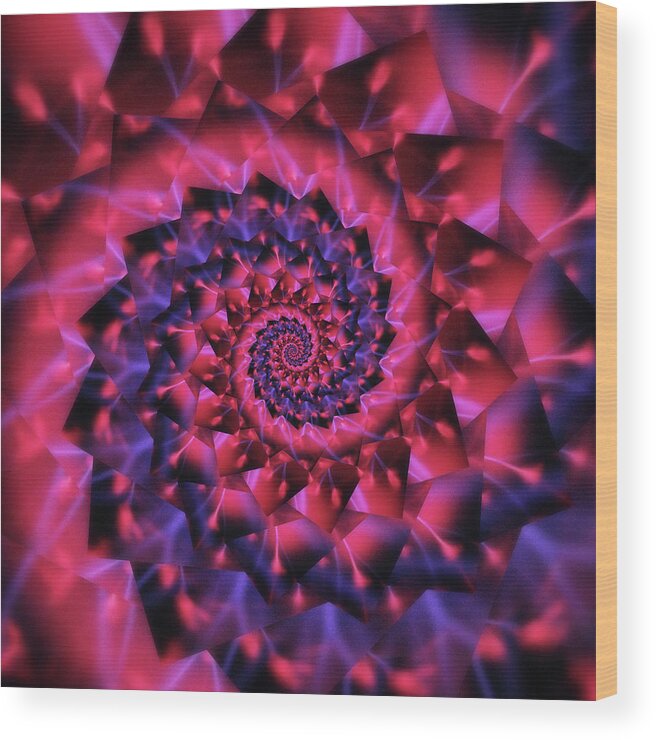 Radiate Wood Print featuring the digital art Infinity Tunnel Spiral Plasma Ball Red by Pelo Blanco Photo