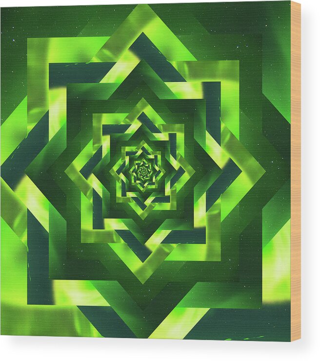 Borealis Wood Print featuring the digital art Infinity Tunnel Star Aurora Borealis by Pelo Blanco Photo