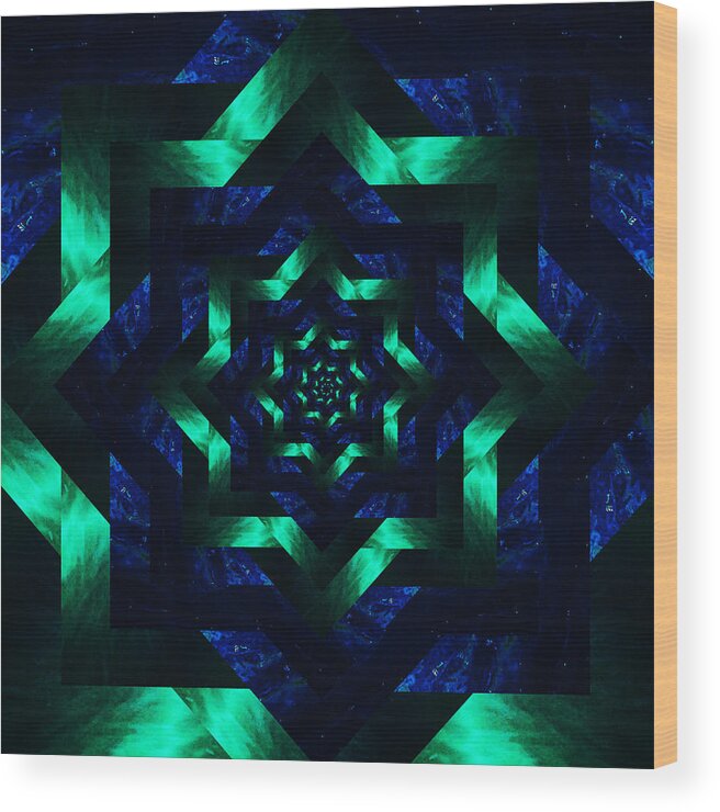Endless Wood Print featuring the digital art Infinity Tunnel Star Water Tunnel by Pelo Blanco Photo