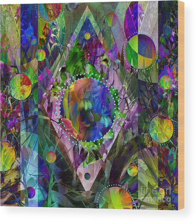 Photography Wood Print featuring the mixed media Iris Illusions by Diamante Lavendar