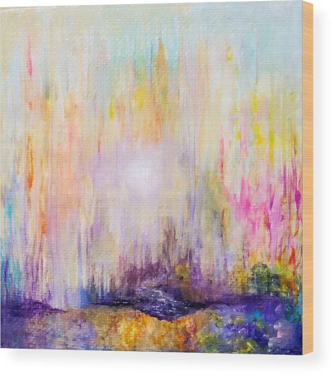Abstract Wood Print featuring the painting Island by Christine Bolden