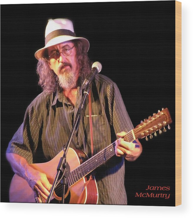 T-shirt Wood Print featuring the photograph James McMurtry Live on Stage by Micah Offman