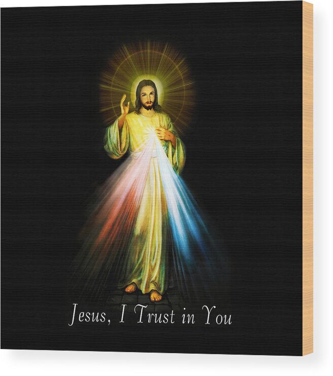  Wood Print featuring the mixed media Jesus Divine Mercy by Sr Faustina Kowalska