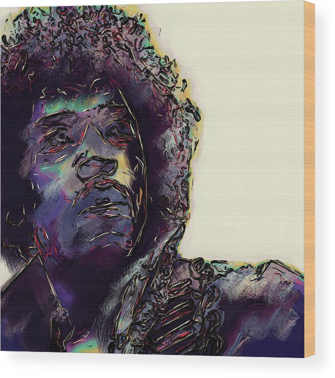 Jimi Hendrix Wood Print featuring the digital art Jimi Hendrix by David Lane