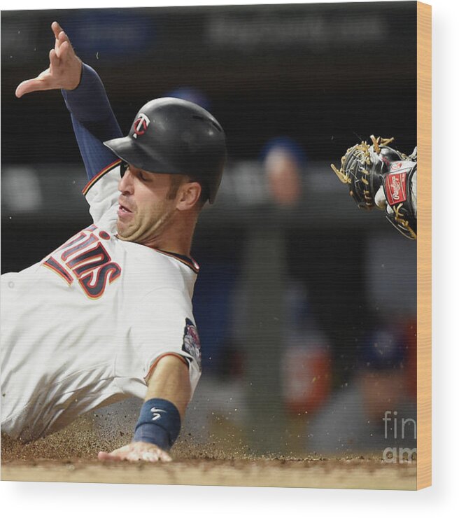 Three Quarter Length Wood Print featuring the photograph Joe Mauer and Russell Martin by Hannah Foslien