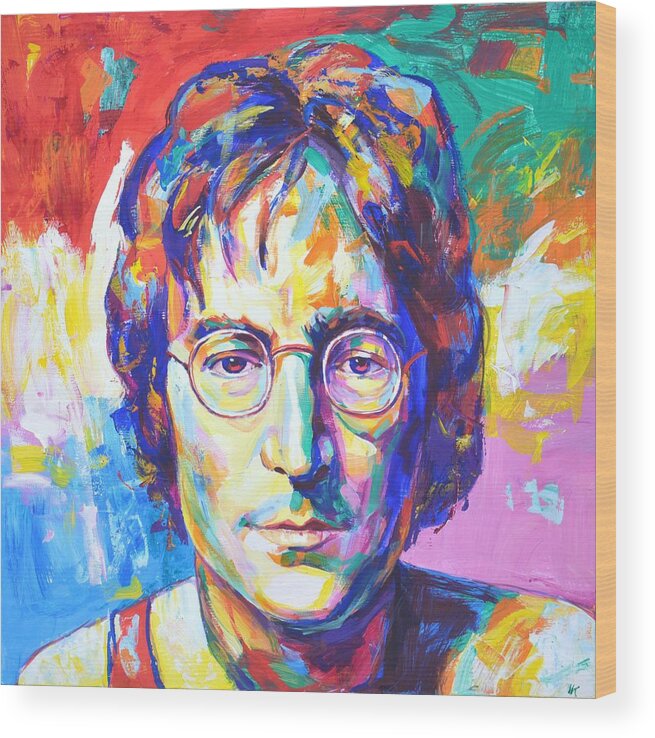 John Lennon Wood Print featuring the painting John Lennon by Iryna Kastsova