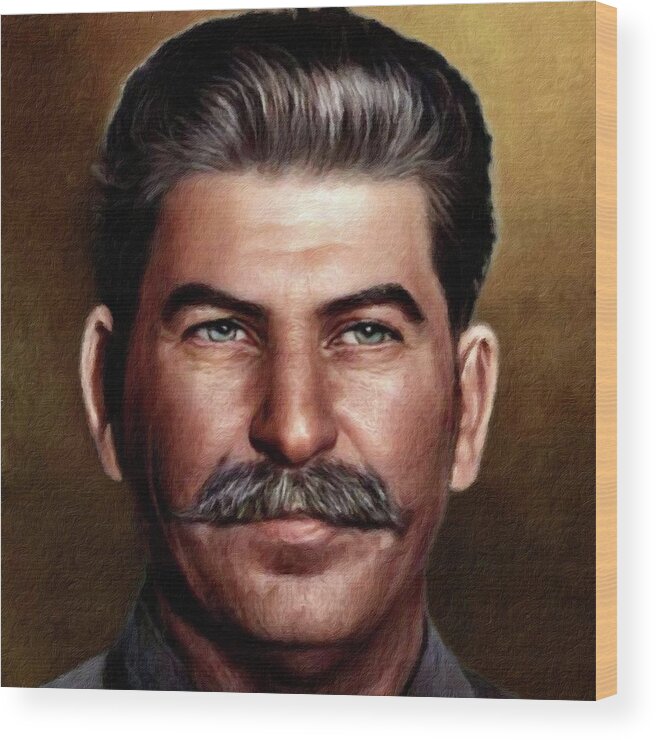 Stalin Wood Print featuring the painting Joseph Vissarionovich Stalin by Vincent Monozlay