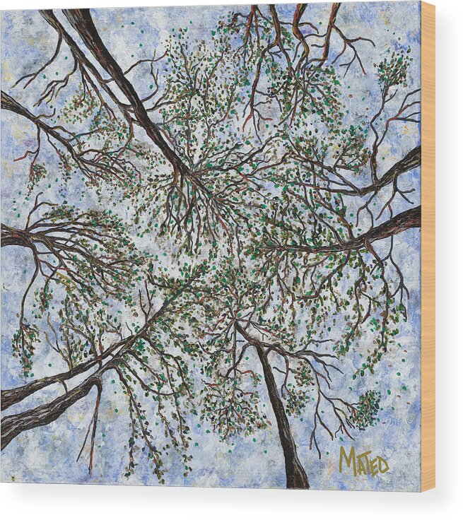 Canopy Of Trees Wood Print featuring the painting June canopy. Marion, Illinois. by ArtStudio Mateo