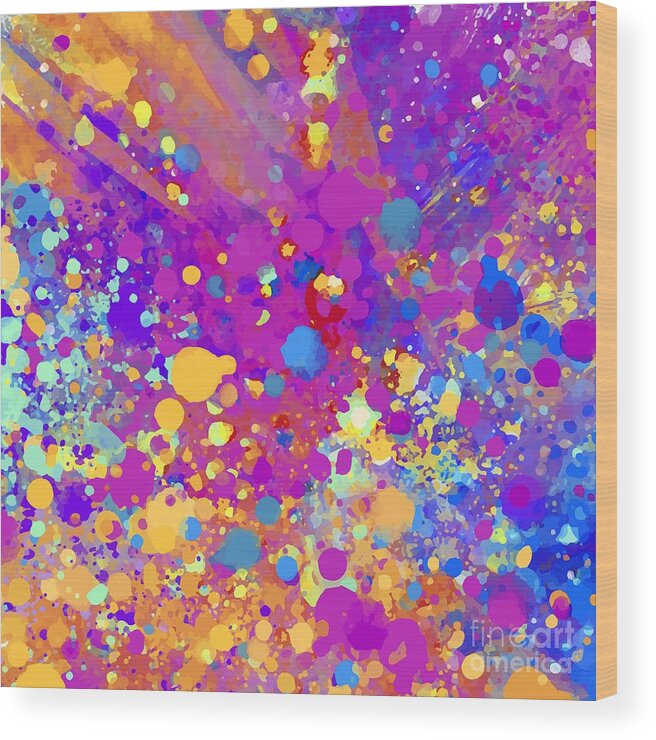 Colorful Wood Print featuring the digital art Kartika - Artistic Colorful Abstract Carnival Splatter Watercolor Digital Art by Sambel Pedes