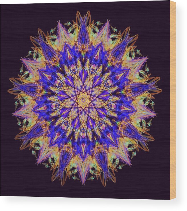 Kosmic Shield Of Royalty Mandala Wood Print featuring the digital art Kosmic Shield of Royalty Mandala by Michael Canteen