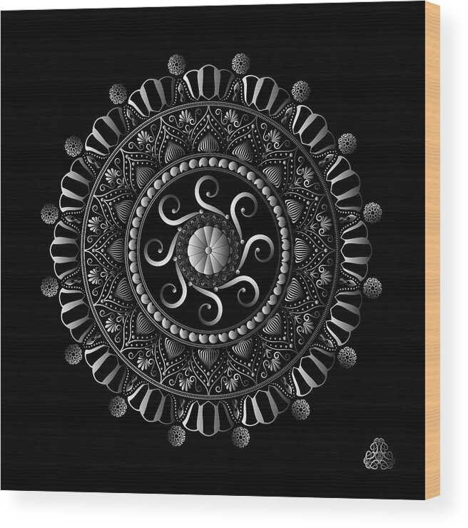 Mandala Wood Print featuring the digital art Kuklos No 4319 by Alan Bennington