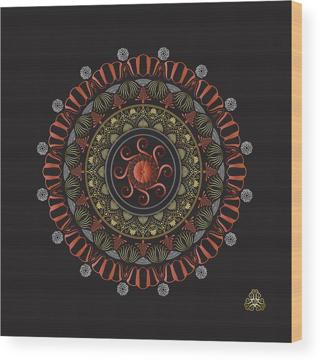 Mandala Wood Print featuring the digital art Kuklos No 4322 by Alan Bennington