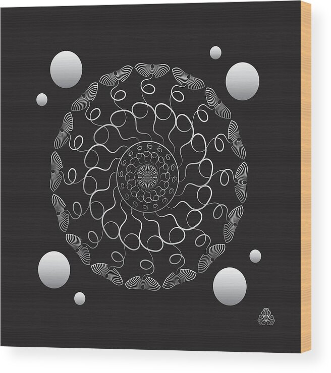 Mandala Wood Print featuring the digital art Kuklos No 4337 by Alan Bennington