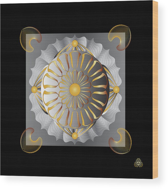 Mandala Wood Print featuring the digital art Kuklos No 4376 by Alan Bennington