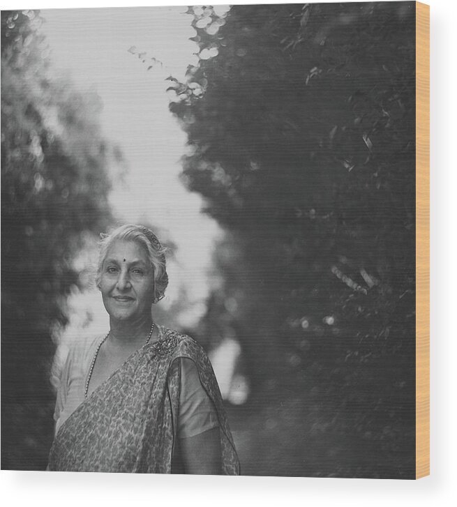 Personality Wood Print featuring the drawing Lady Dhanvanthi Rama Rau by Frances McLaughlin-Gill