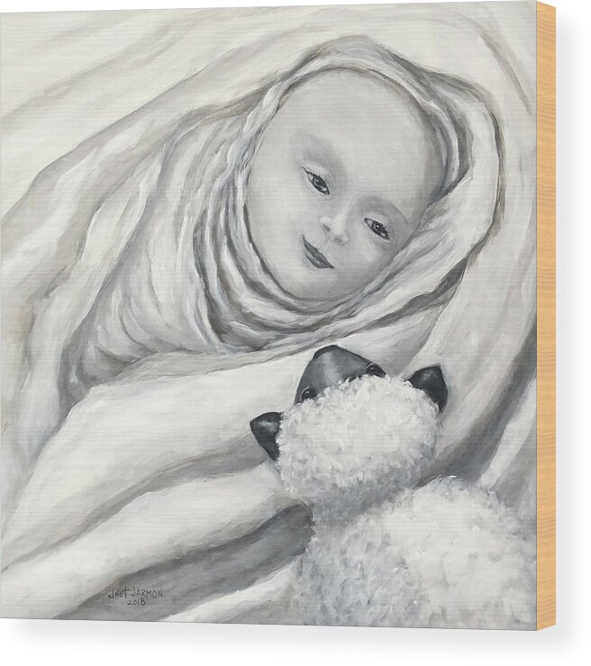 Christian Wood Print featuring the painting Lambs by Jeanette Jarmon