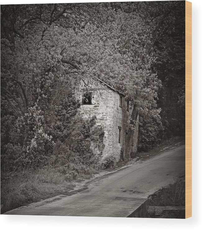 B&w Wood Print featuring the photograph Lange's Mill by Mike Schaffner