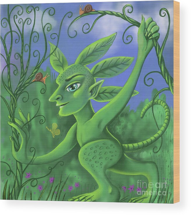Fantasy Wood Print featuring the digital art Leaf Man by Valerie White