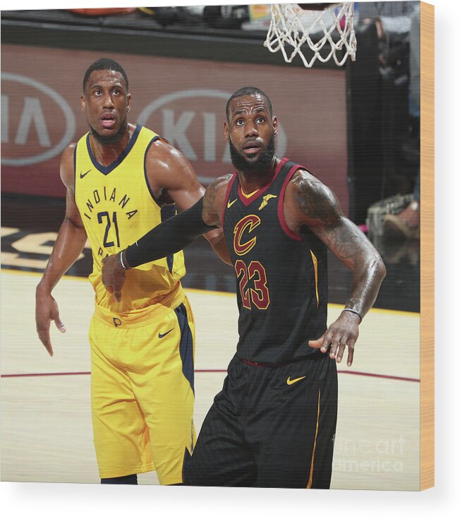 Playoffs Wood Print featuring the photograph Lebron James and Thaddeus Young by Nathaniel S. Butler