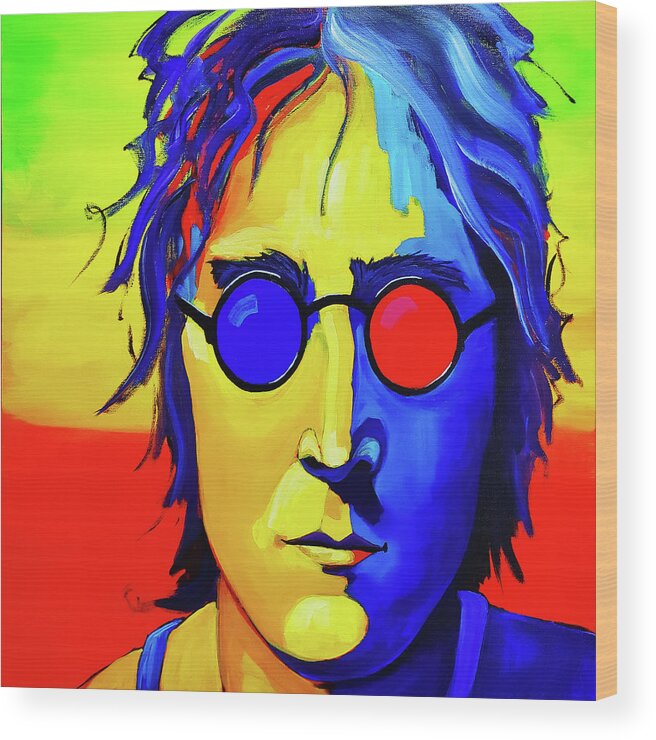 John Lennon Wood Print featuring the painting Lennon to the Max by D R Jones