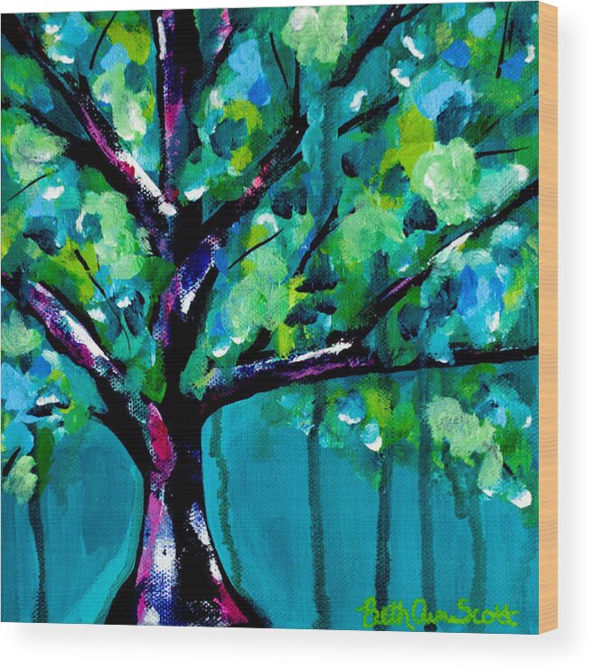 Landscape Wood Print featuring the painting Let It Rain by Beth Ann Scott