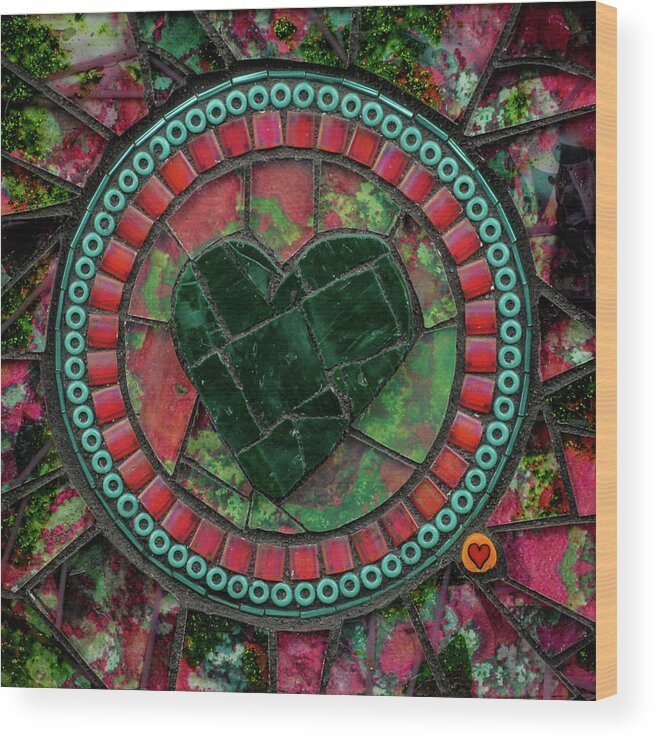 Heart Wood Print featuring the glass art Lichen by Cherie Bosela