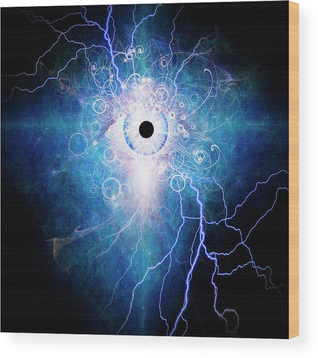 God Wood Print featuring the digital art Lightnings eye by Bruce Rolff