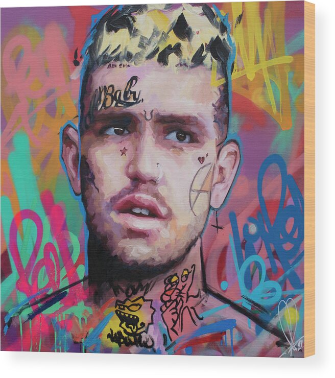 Lil Peep Wood Print featuring the painting Lil Peep by Richard Day