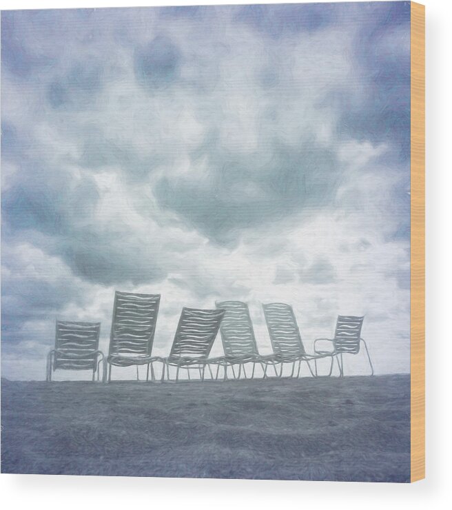 Clouds Wood Print featuring the photograph Line Up at Sunrise Painting in Square by Debra and Dave Vanderlaan