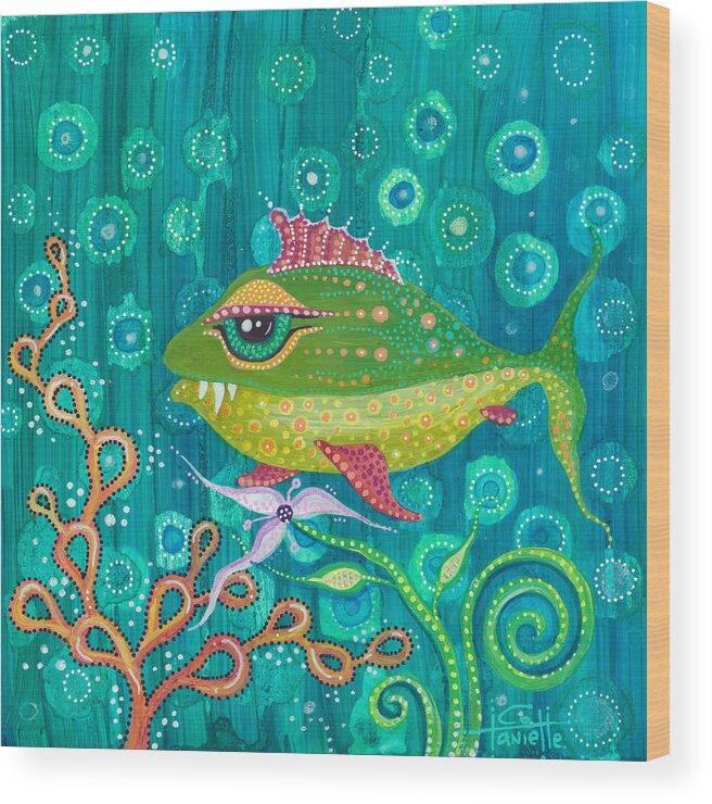 Fish Wood Print featuring the painting Little Frankie by Tanielle Childers