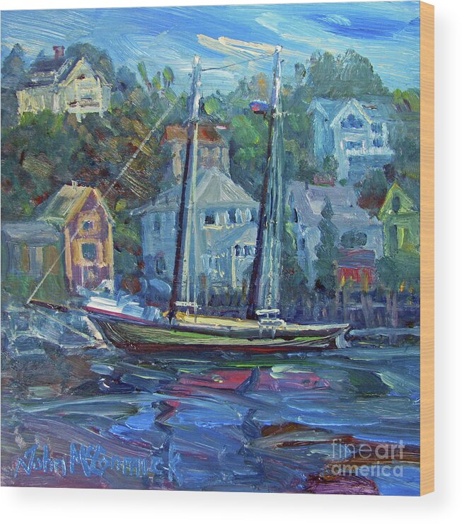 Schooner Wood Print featuring the painting Little Green Schooner, Smith Cove, Gloucester by John McCormick