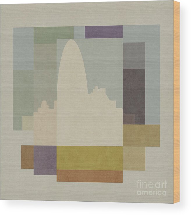 London Wood Print featuring the mixed media London Square - Gherkin by BFA Prints